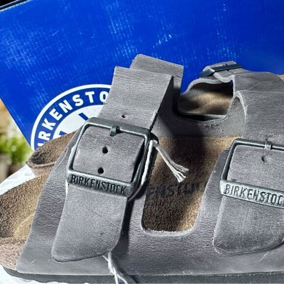 BIRKENSTOCK ARIZONA IRON Soft Footbed Waxy Leather Regular Fit - Picture 6 of 16